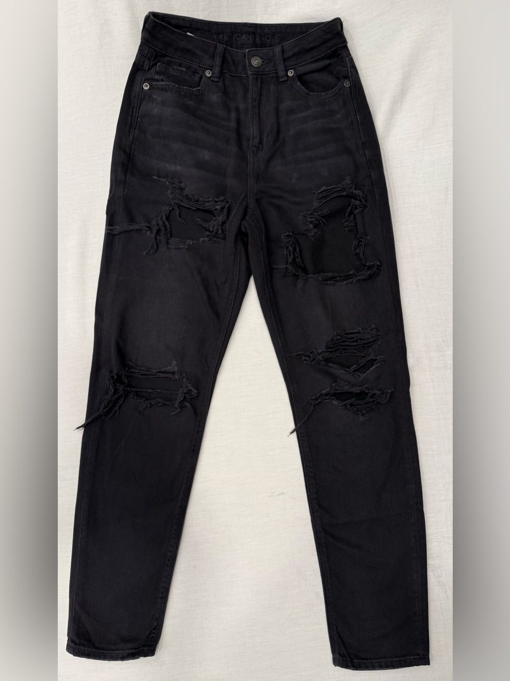American Eagle Black High Waisted Mom Jeans 0 Regular